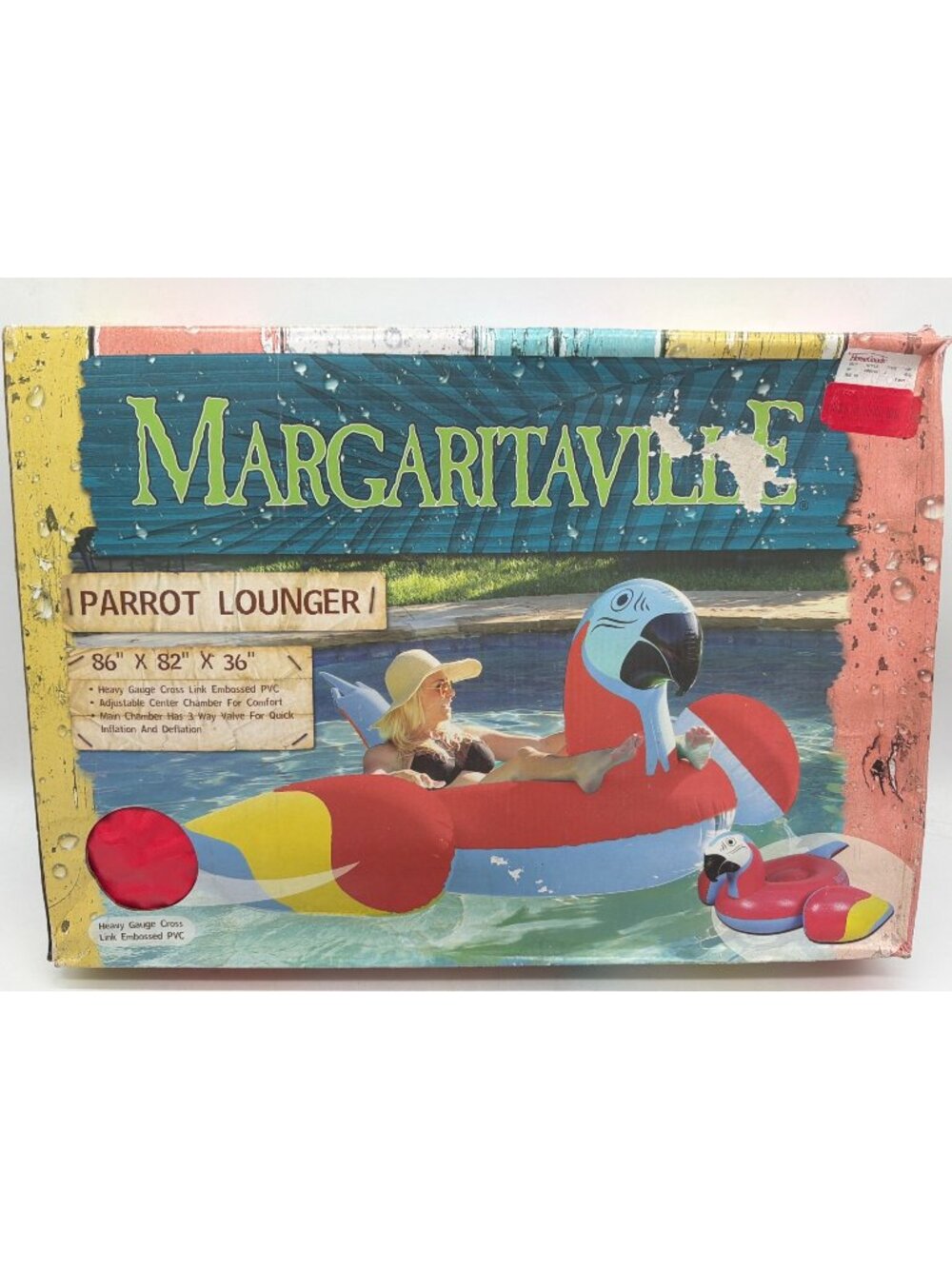 Margaritaville Parrot Pool Lounger Inflatable 86" X 82" X 36" Heavy Gauge PVC Wi